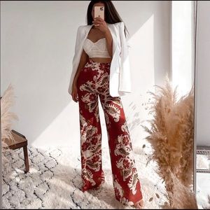 LINEN BLEND PRINTED PANTS